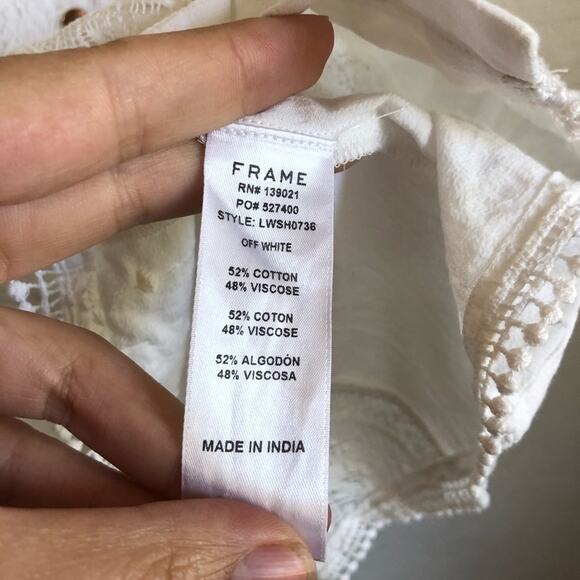 NEW FRAME white lace button sleeveless blouse - Picture 5 of 6